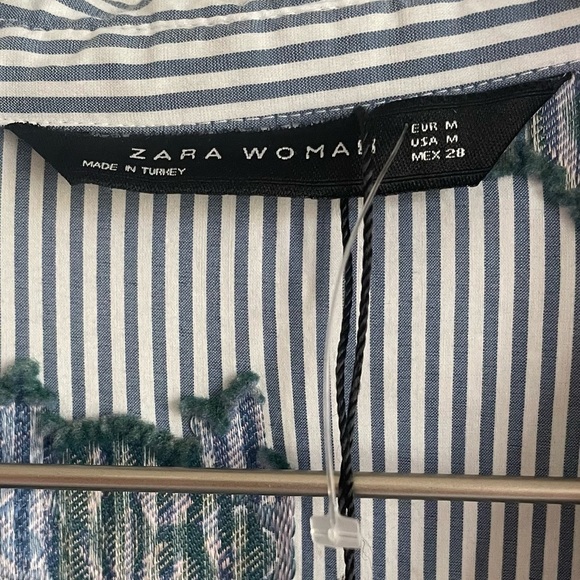 NEW Zara Striped & Floral Front Knot Shirt, Size M - Picture 9 of 9